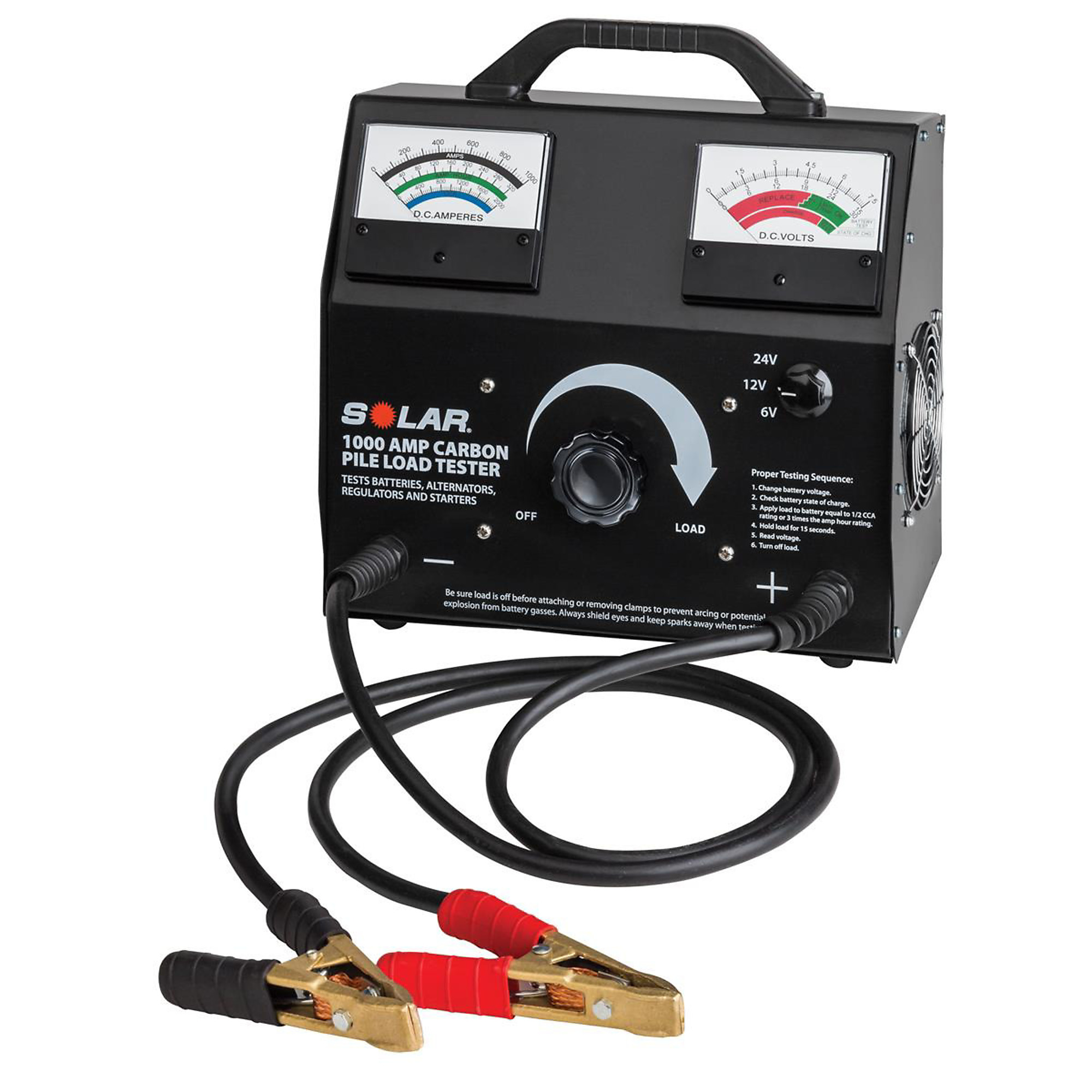Clore Automotive SOLAR Carbon Pile Battery Tester — 1000 Amps, 6/12/24V, Model# SOL1876
